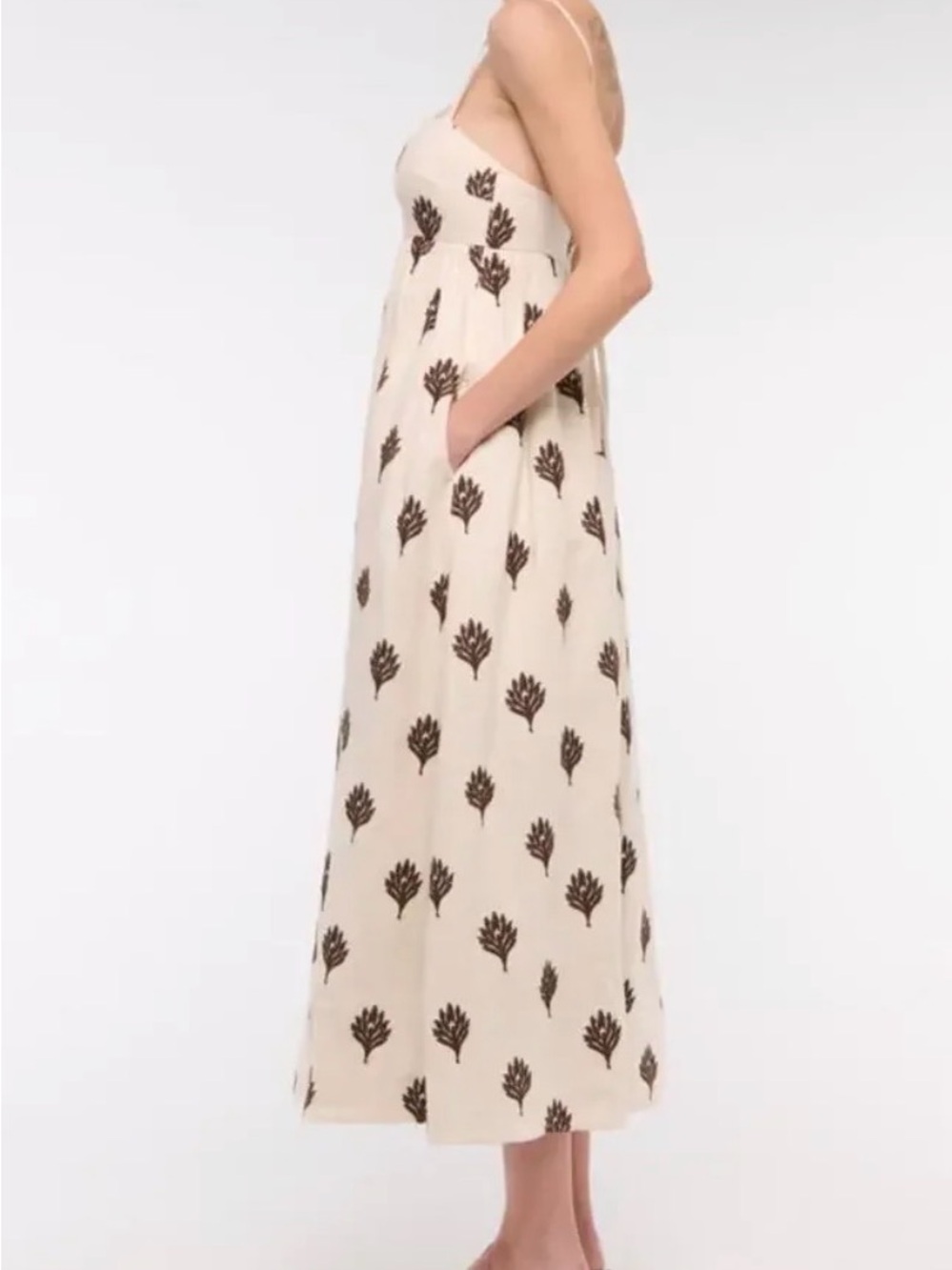 Abercrombie & Fitch Cream Maxi Dress with Brown Leaf Motif